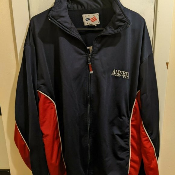 Vintage Perry Ellis America men sz XL 90s full zip Windbreaker Jacket Spell Out